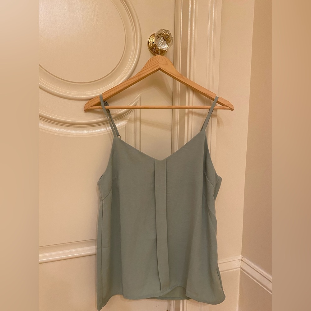 Front Pleat Detail Sage Green Flowy Tank
